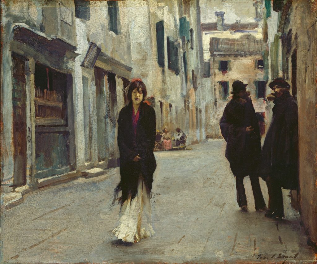 John Singer Sargent, Street in Venice, 1882, oil on wood